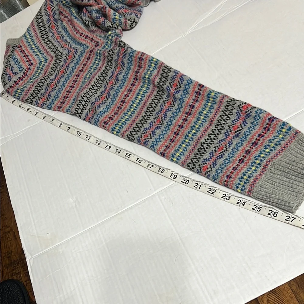 Fair isle crew neck wool cotton blend striped multicolor XL